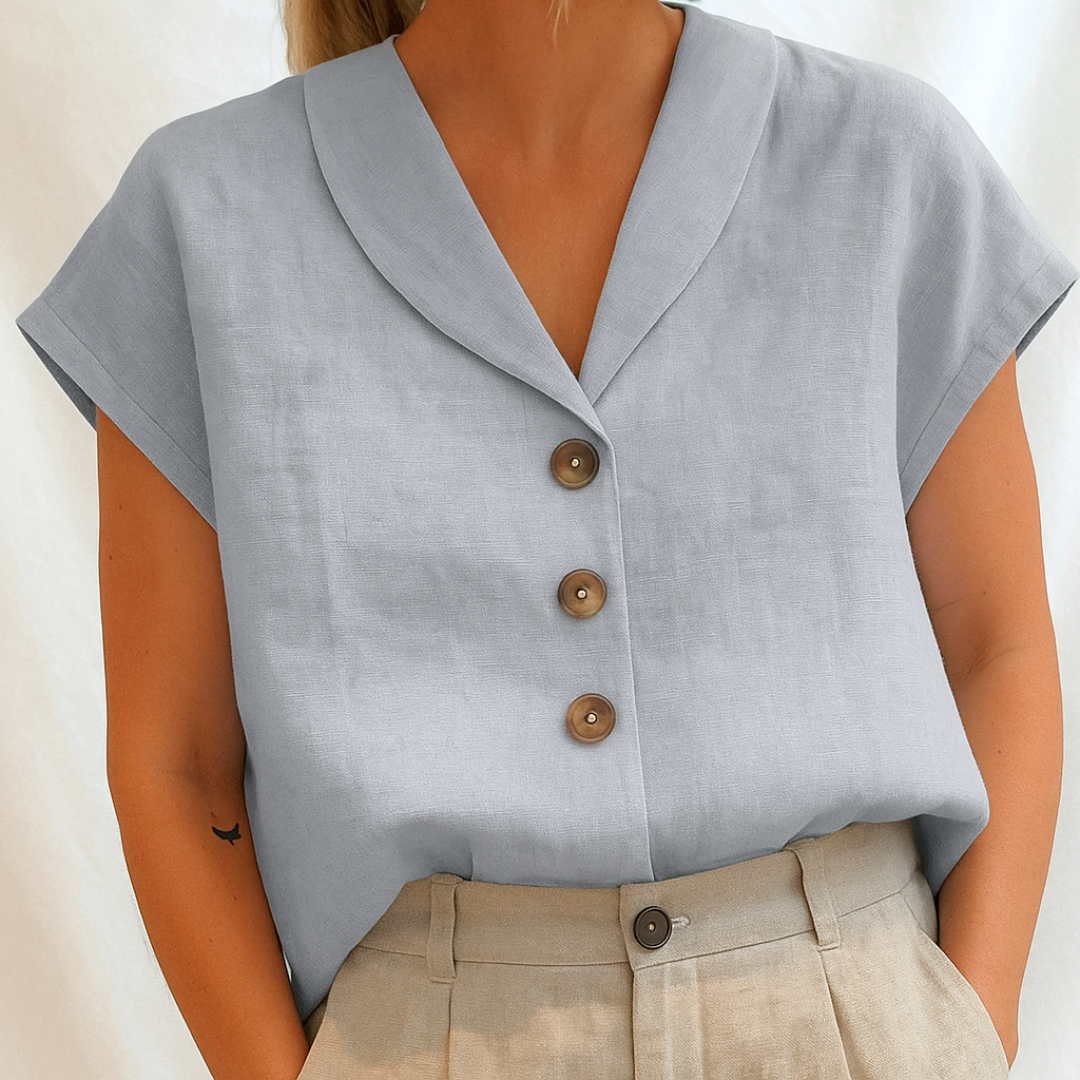 Frederika™ | Elegant ensfarvet bluse
