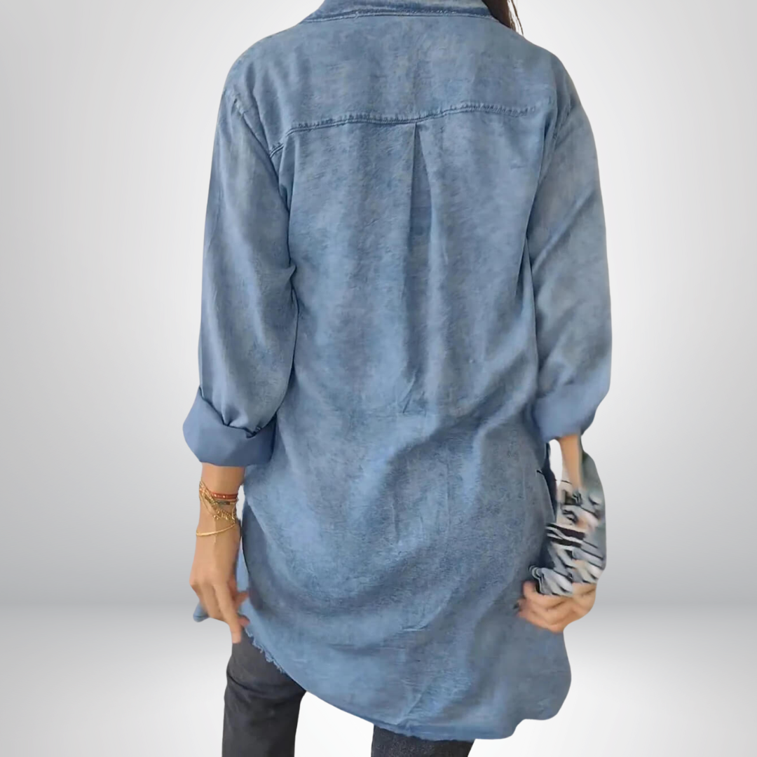 Frederika™ | Stilfuld og Alsidig Langærmet Denimjakke med Krave