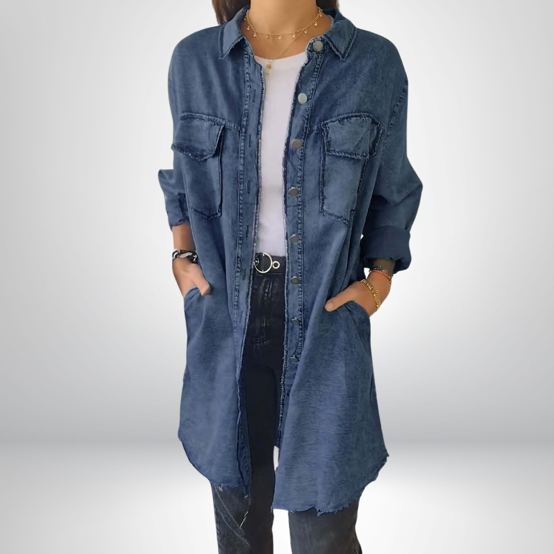 Frederika™ | Stilfuld og Alsidig Langærmet Denimjakke med Krave