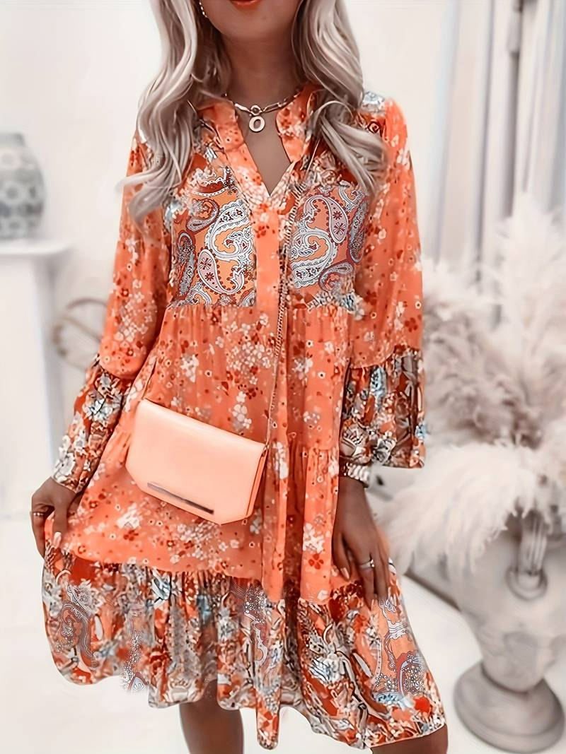 Frederika™ | Stilfuld Boho Kjole med Blomsterprint