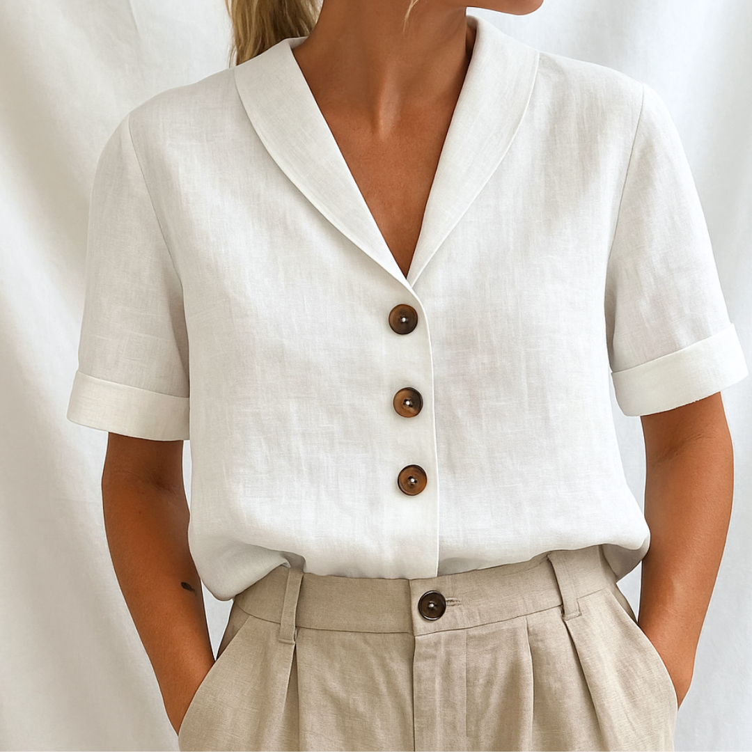 Frederika™ | Elegant ensfarvet bluse
