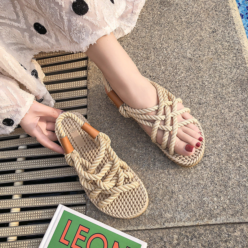 Frederika™ flettede reb-sandaler