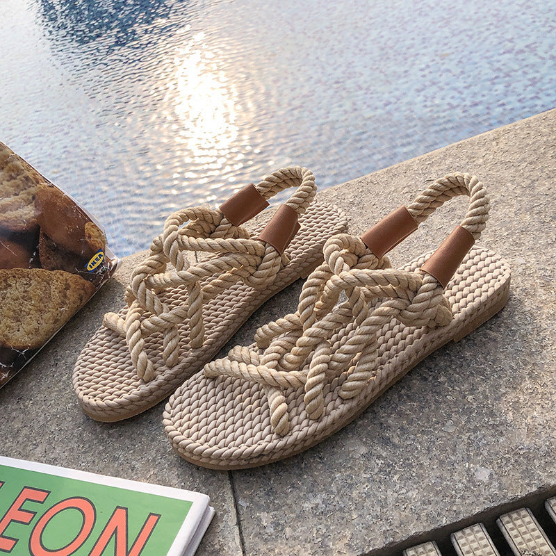 Frederika™ flettede reb-sandaler