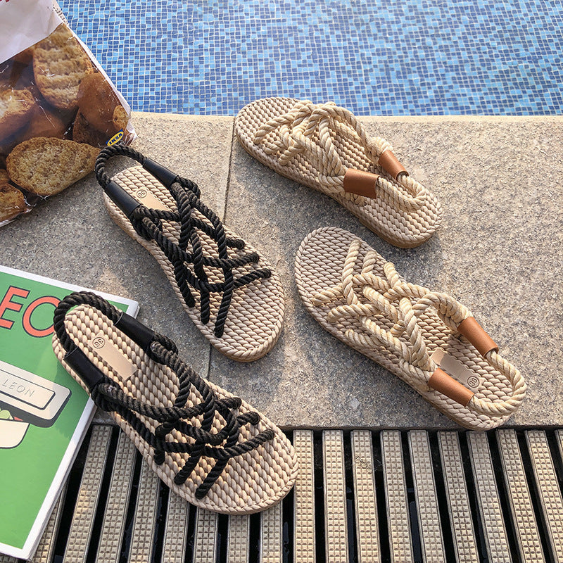 Frederika™ flettede reb-sandaler