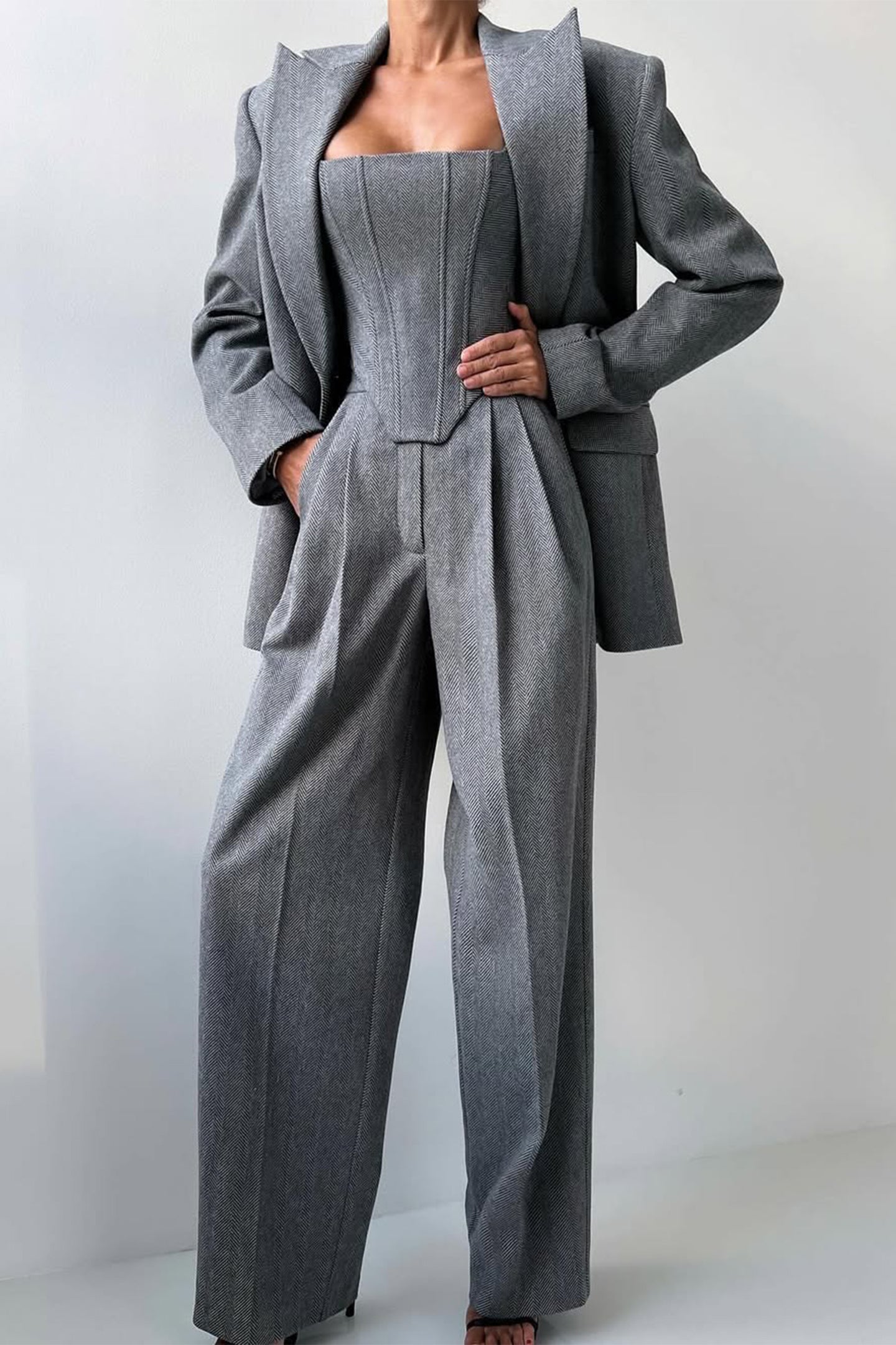 Frederika™ | Tre-delt sæt med dobbeltradet blazer