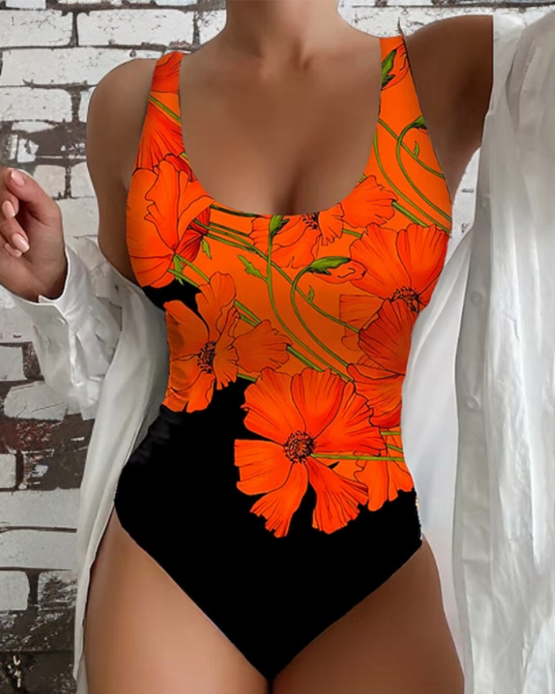 Lucy - Elegant Én-delt Badedragt med Blomsterprint