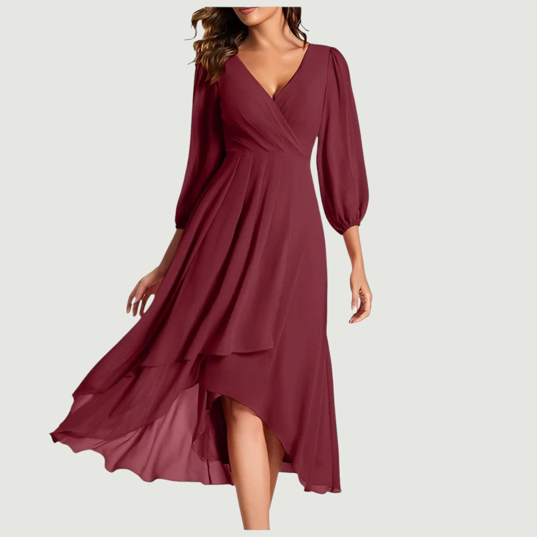 Frederika™ KJOLE | Elegant V-halsdesign med asymmetrisk fald