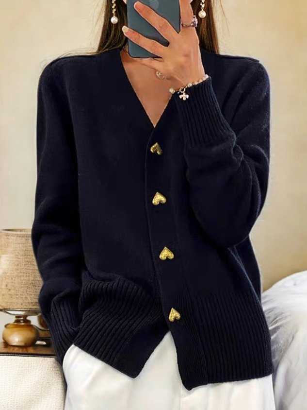 Frederika™ | Kvinders casual vinter fladt garn uldgarn knap Cardigan