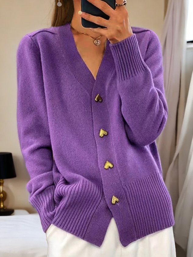 Frederika™ | Kvinders casual vinter fladt garn uldgarn knap Cardigan