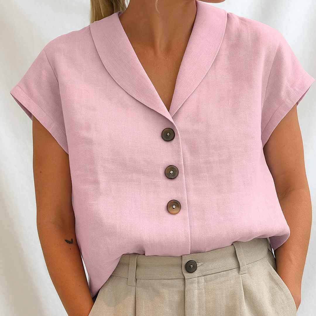 Frederika™ | Elegant ensfarvet bluse