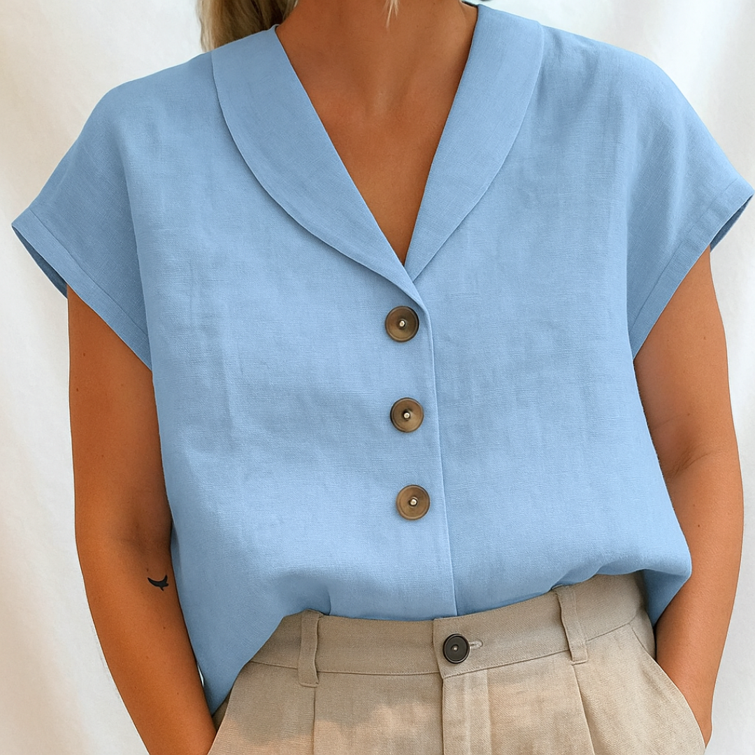 Frederika™ | Elegant ensfarvet bluse