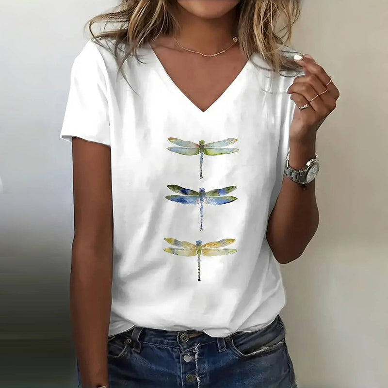 Barbara™ | Sommerligt og Komfortabelt T-shirt med Libeller
