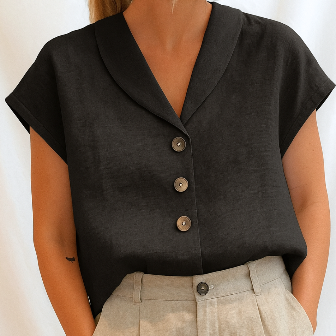Frederika™ | Elegant ensfarvet bluse