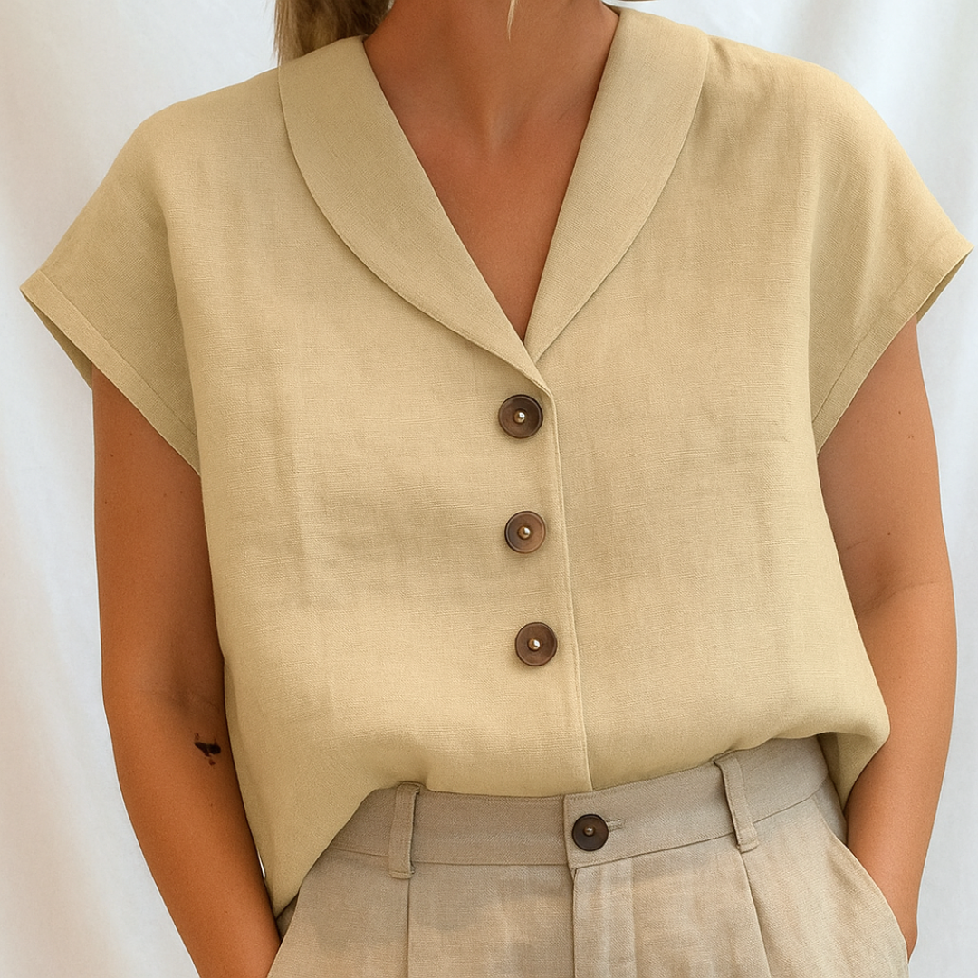Frederika™ | Elegant ensfarvet bluse