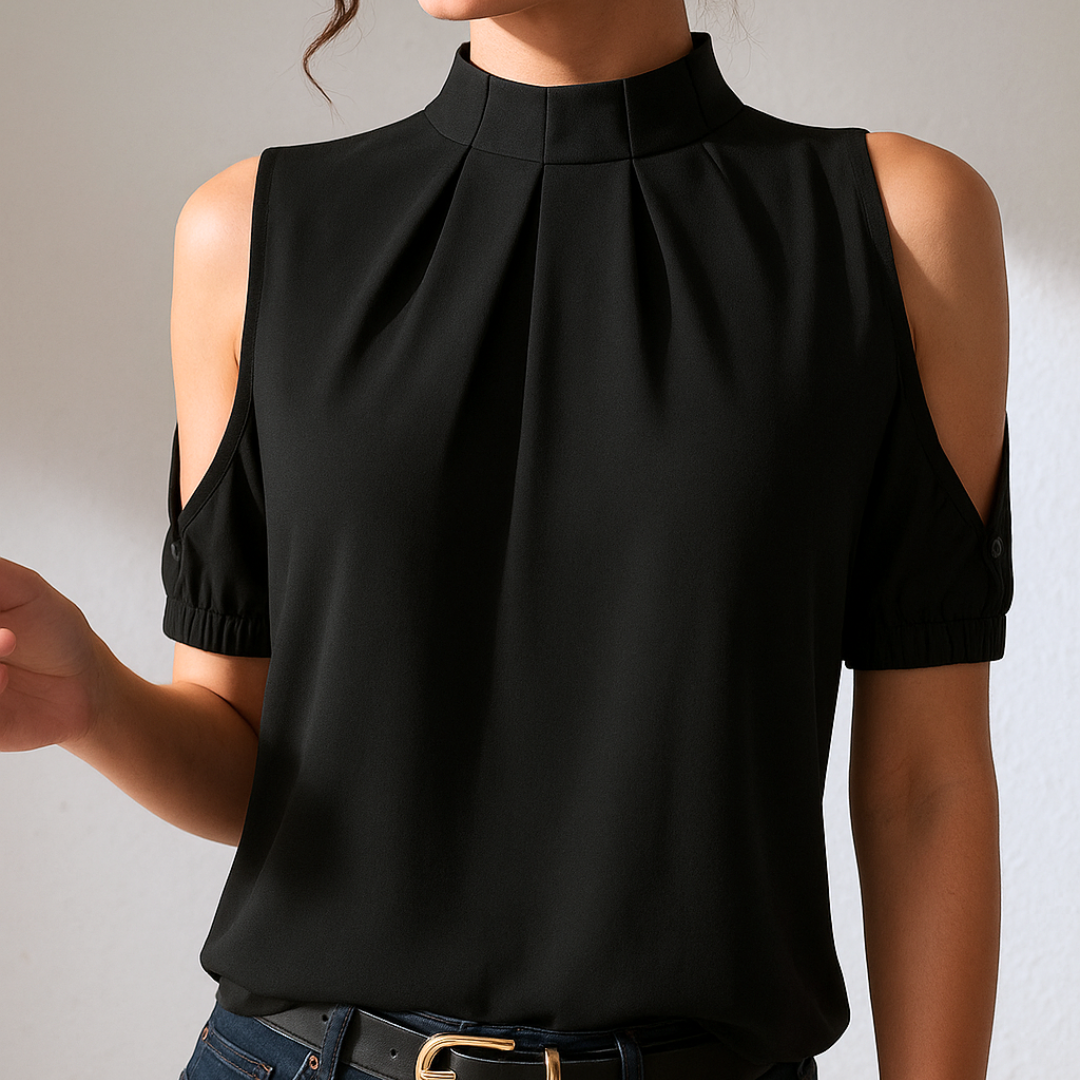 Annie™ | Plisseret Cold Shoulder Bluse