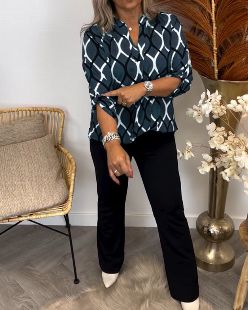 Janny™ | Casual Bluse med Lange Ærmer og Elegant Mønster