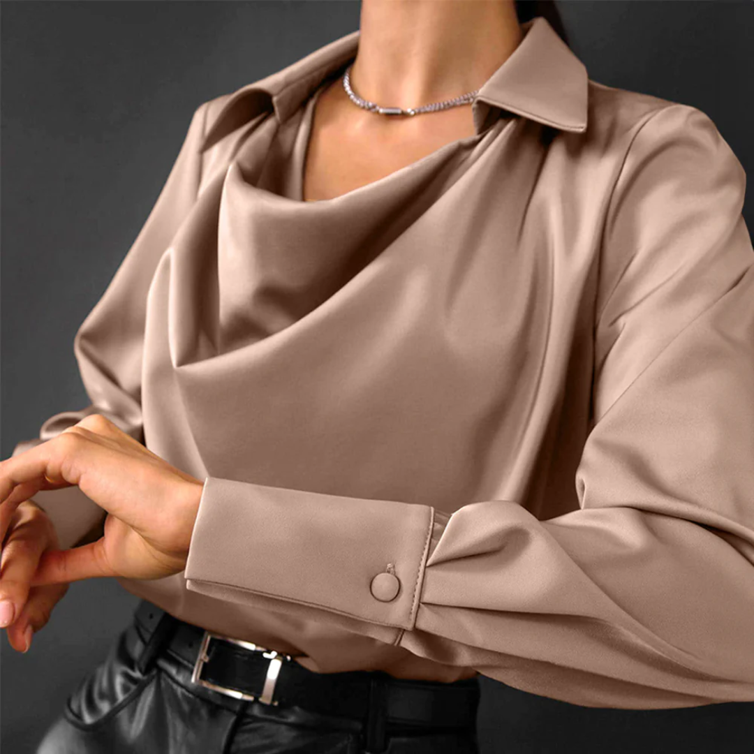 Frederika™ | Elegant Langærmet Top med Cowl Neck