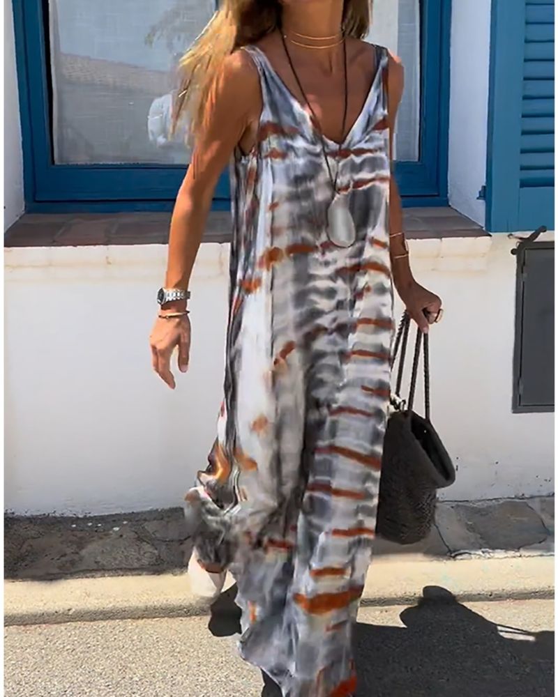 SORIA - Ærmeløs kjole med tie-dye-print