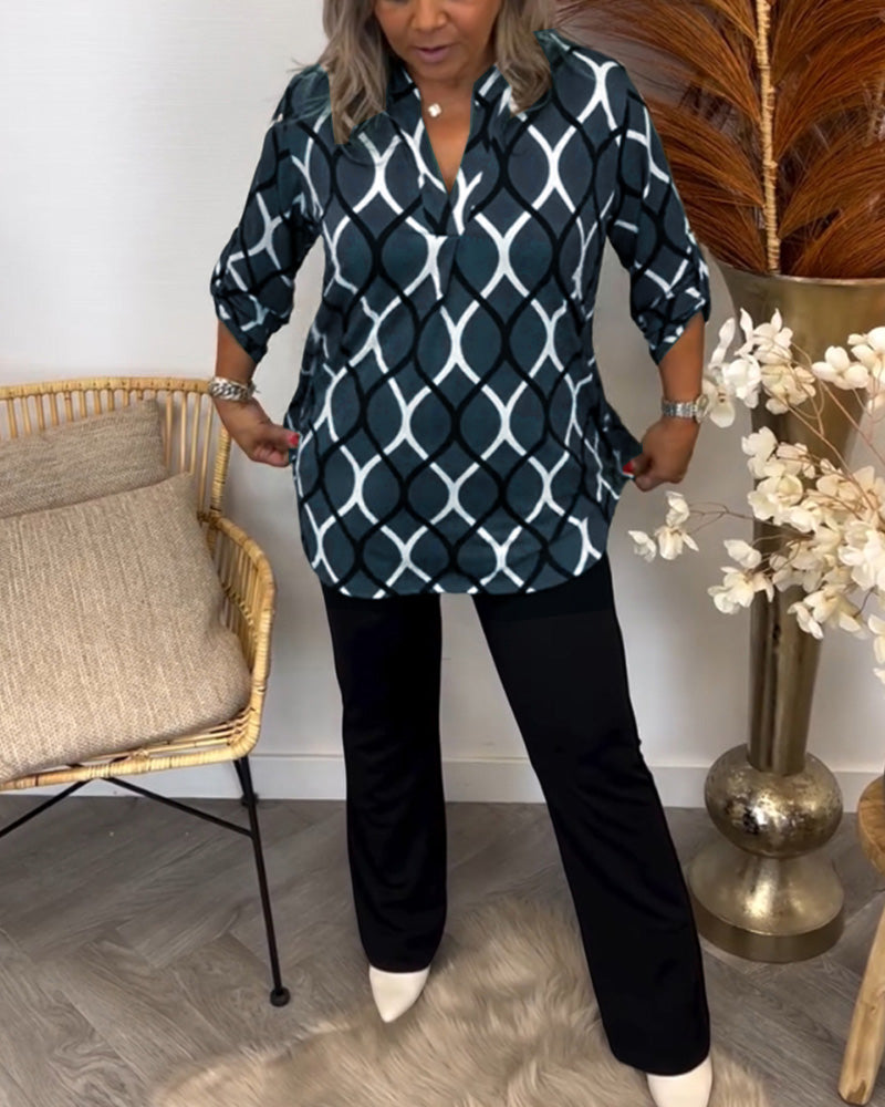 Janny™ | Casual Bluse med Lange Ærmer og Elegant Mønster