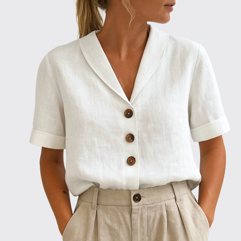 Frederika™ | Elegant ensfarvet bluse