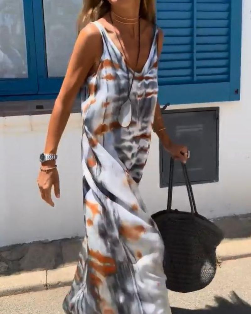 SORIA - Ærmeløs kjole med tie-dye-print