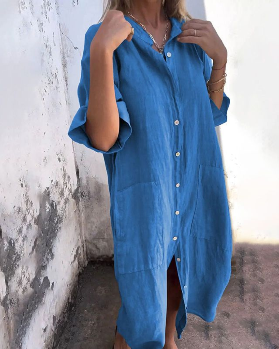 Lina™ | Ibiza Stil Casual Skjortekjole