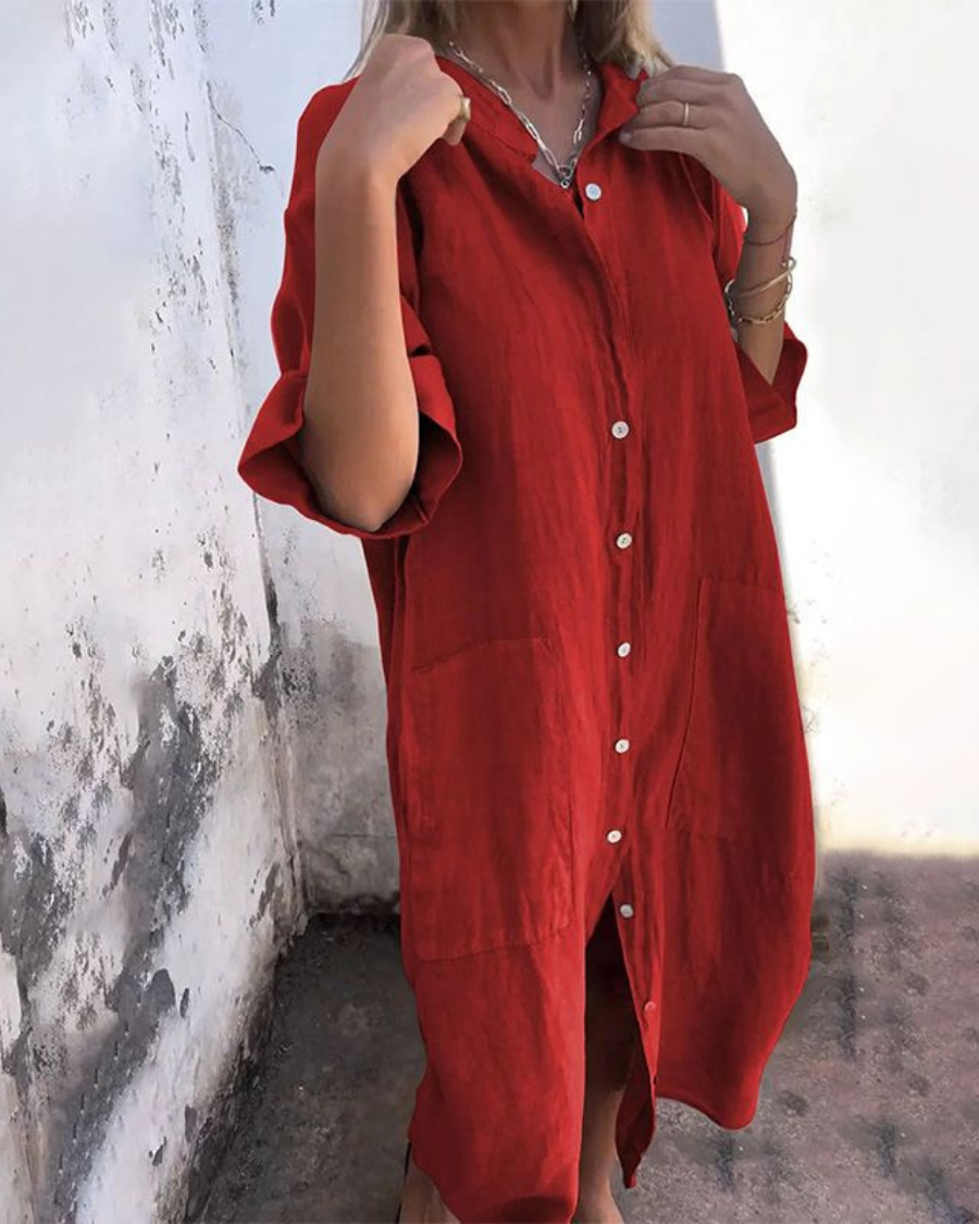 Lina™ | Ibiza Stil Casual Skjortekjole
