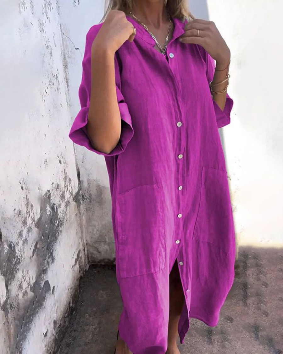 Lina™ | Ibiza Stil Casual Skjortekjole