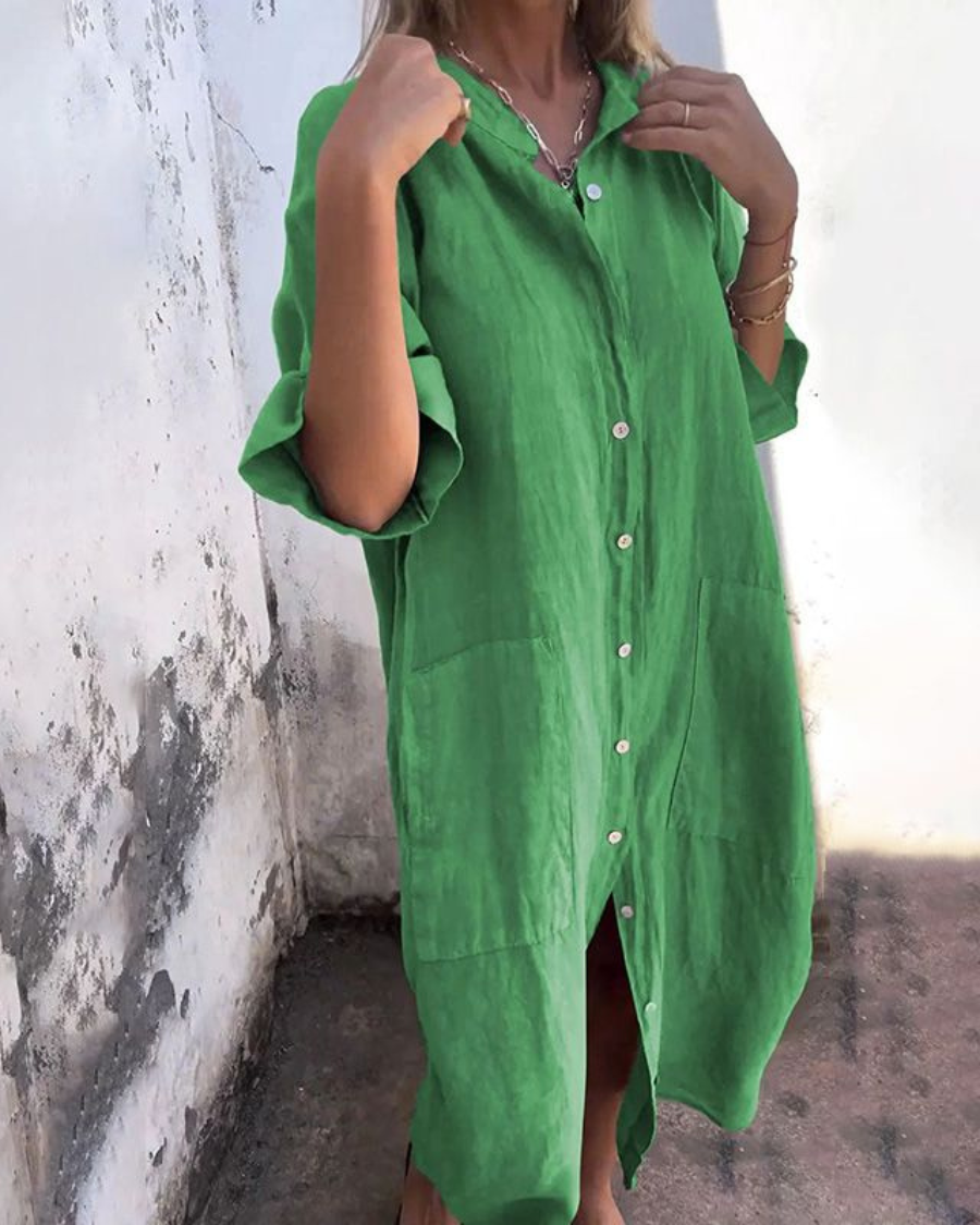 Lina™ | Ibiza Stil Casual Skjortekjole