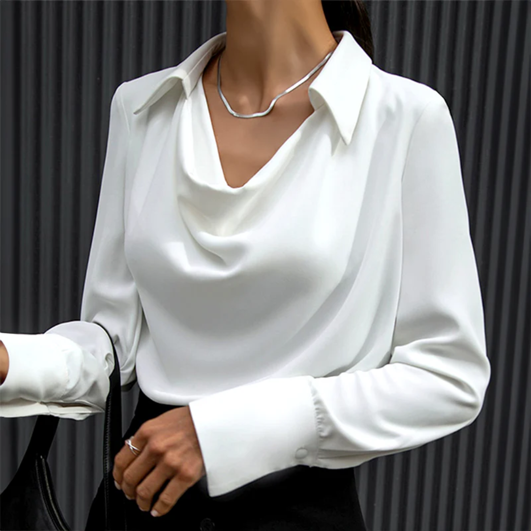 Frederika™ | Elegant Langærmet Top med Cowl Neck