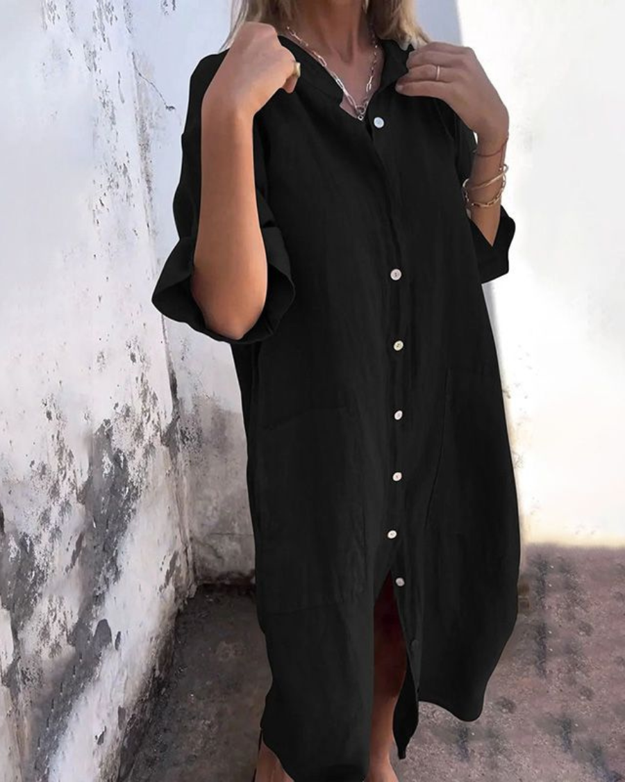 Lina™ | Ibiza Stil Casual Skjortekjole