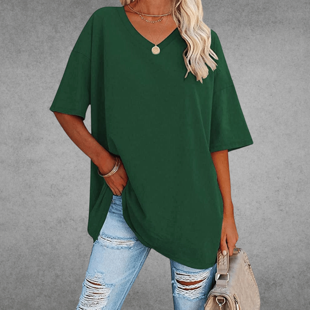 Nikita™ | Stilfuld Oversized V-Neck T-shirt