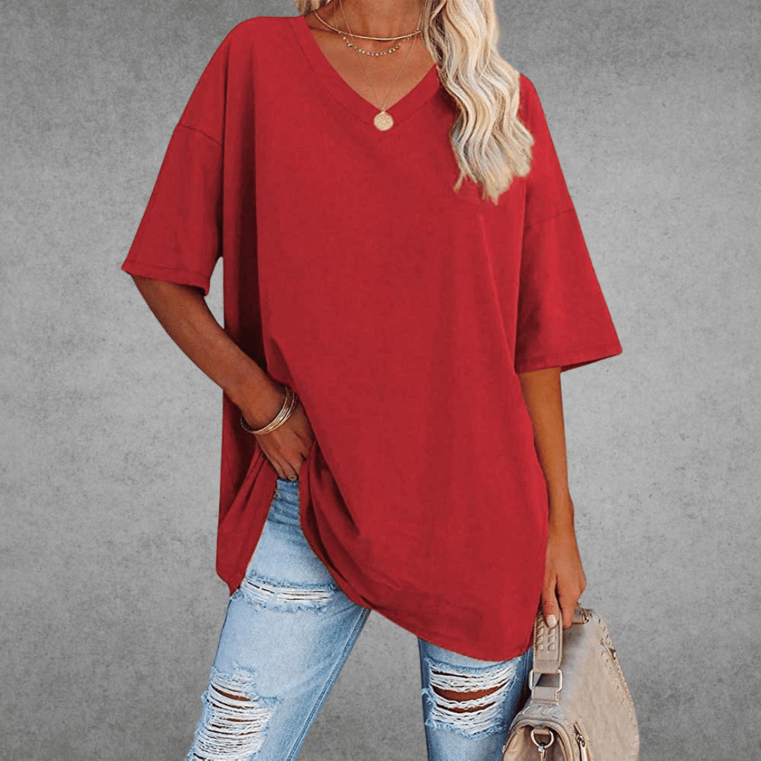 Nikita™ | Stilfuld Oversized V-Neck T-shirt