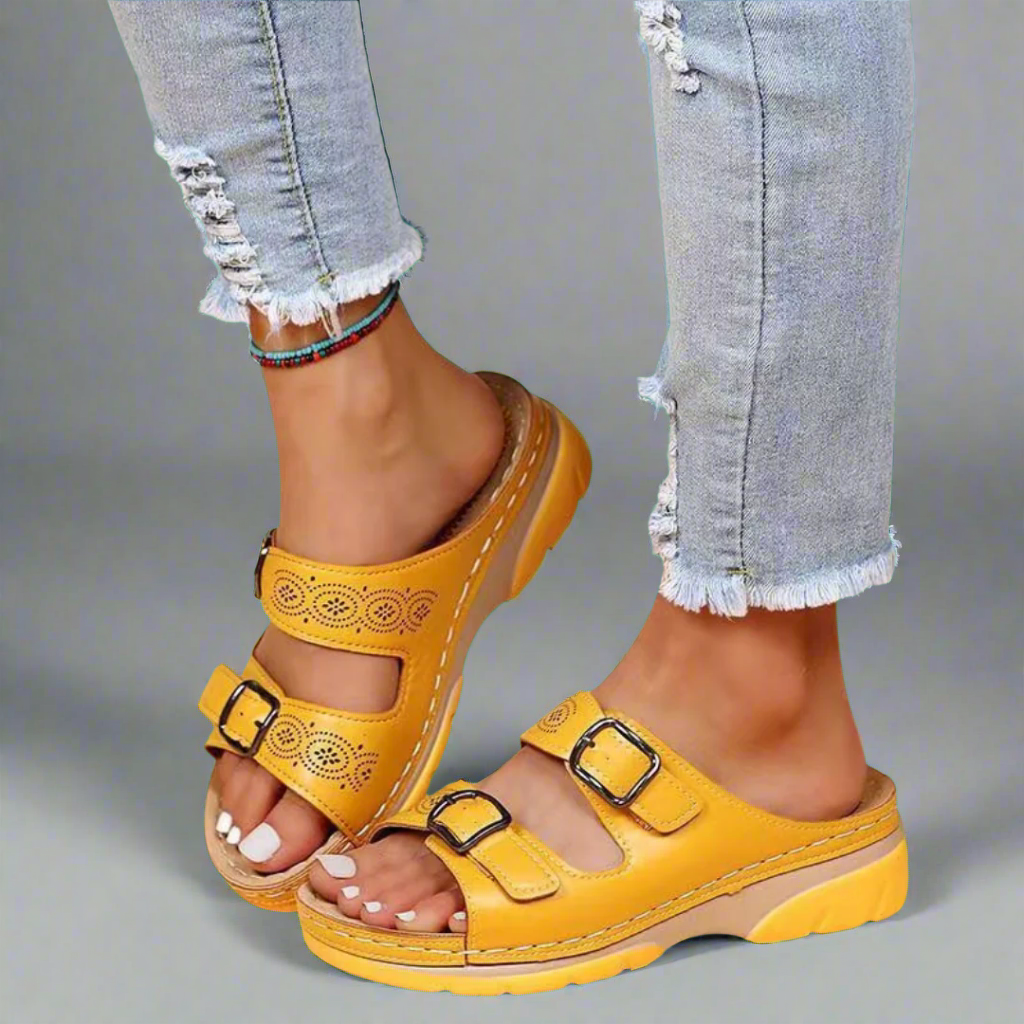 Frederika™ | Wedge Sandaler med Dobbeltremme – Komfortable og Stilfulde