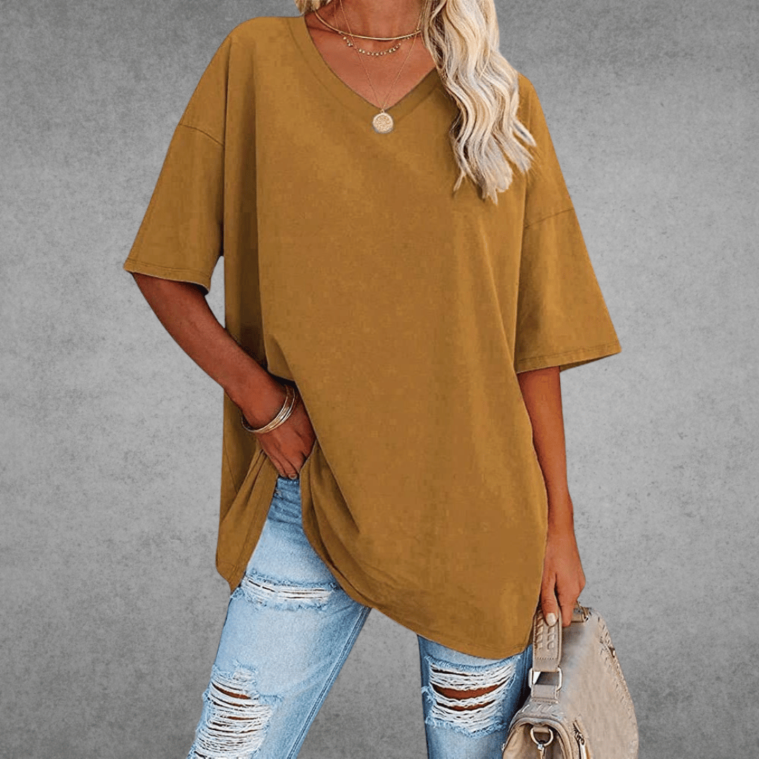 Nikita™ | Stilfuld Oversized V-Neck T-shirt