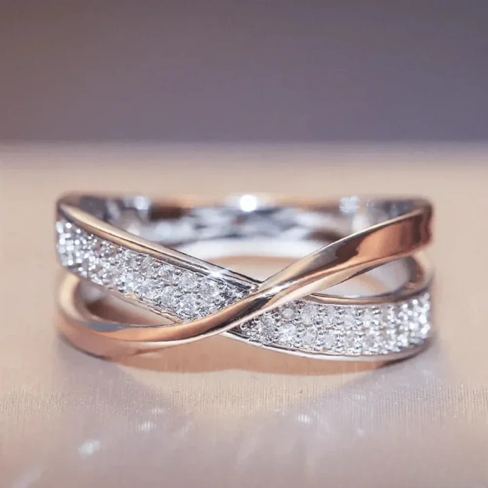 Vintage Guld Vævet Zirconia Sølvring