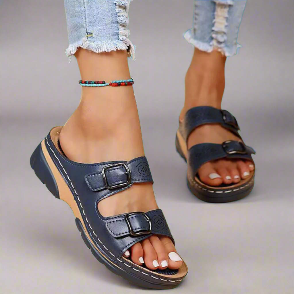 Frederika™ | Wedge Sandaler med Dobbeltremme – Komfortable og Stilfulde