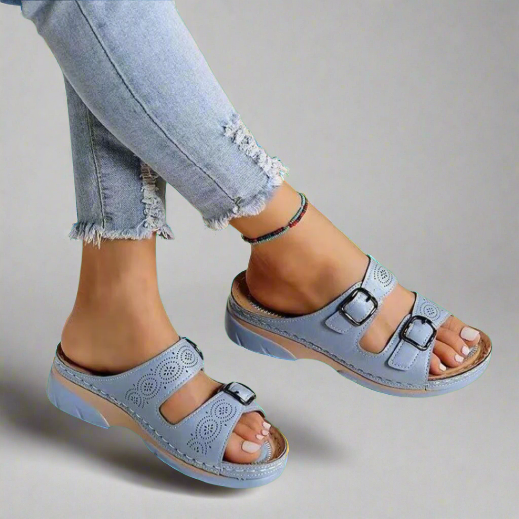 Frederika™ | Wedge Sandaler med Dobbeltremme – Komfortable og Stilfulde
