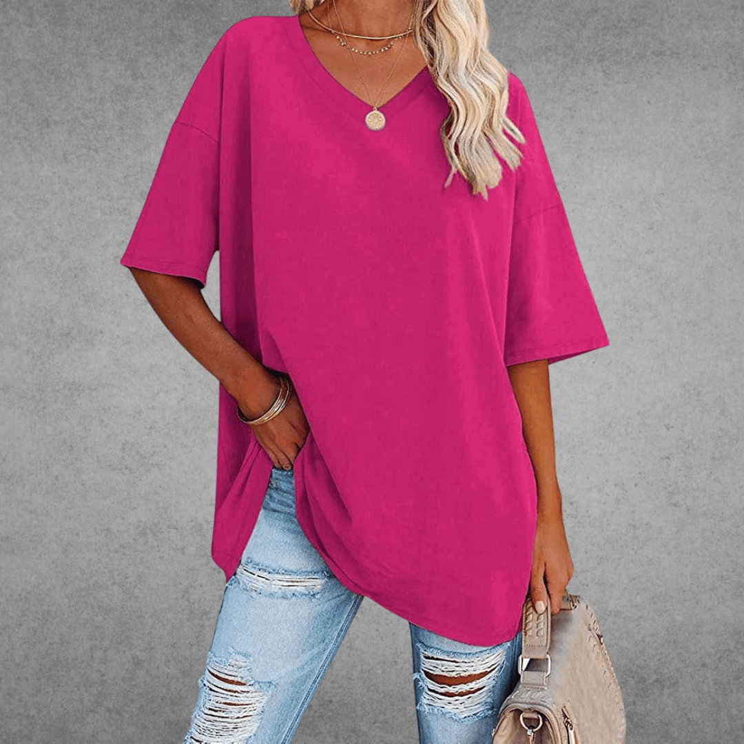 Nikita™ | Stilfuld Oversized V-Neck T-shirt