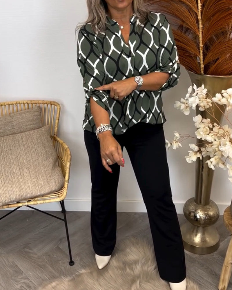 Janny™ | Casual Bluse med Lange Ærmer og Elegant Mønster