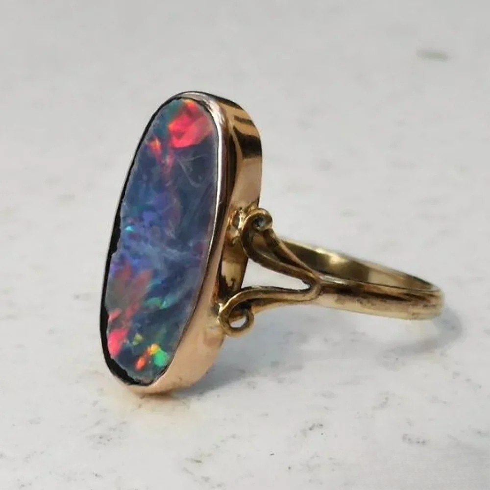Retro Farverig Opalring