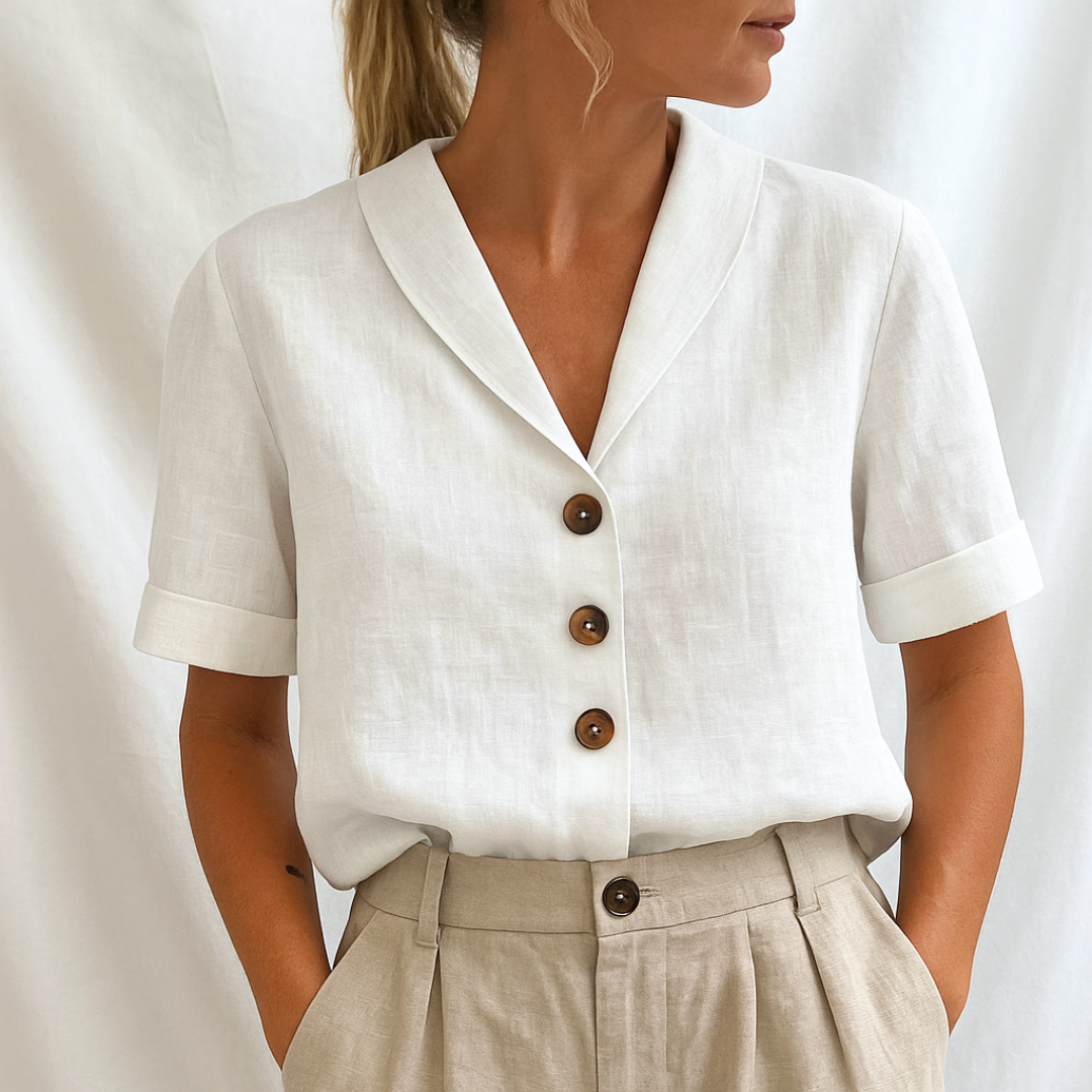Frederika™ | Elegant ensfarvet bluse