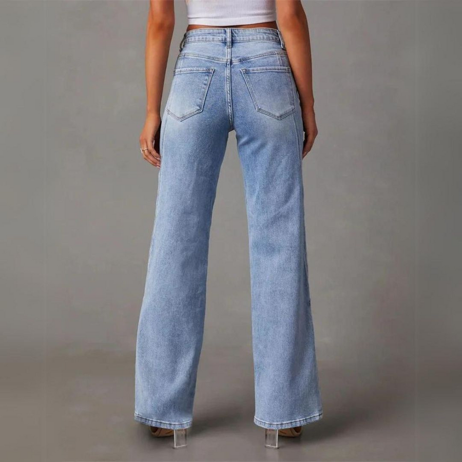 Frederika™ | Stilfulde Højtaljede Wide-Leg Jeans