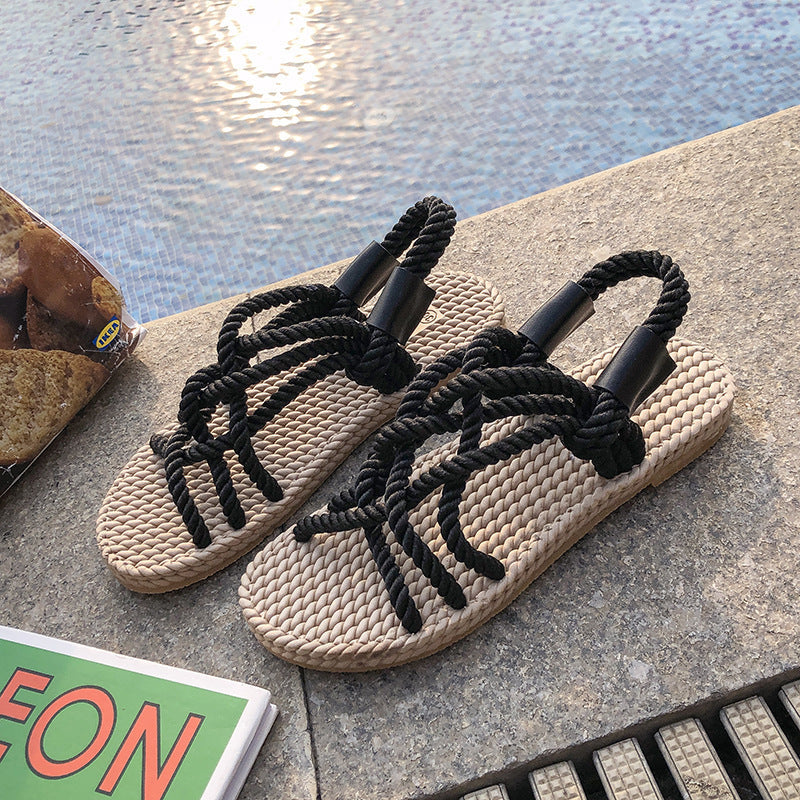 Frederika™ flettede reb-sandaler