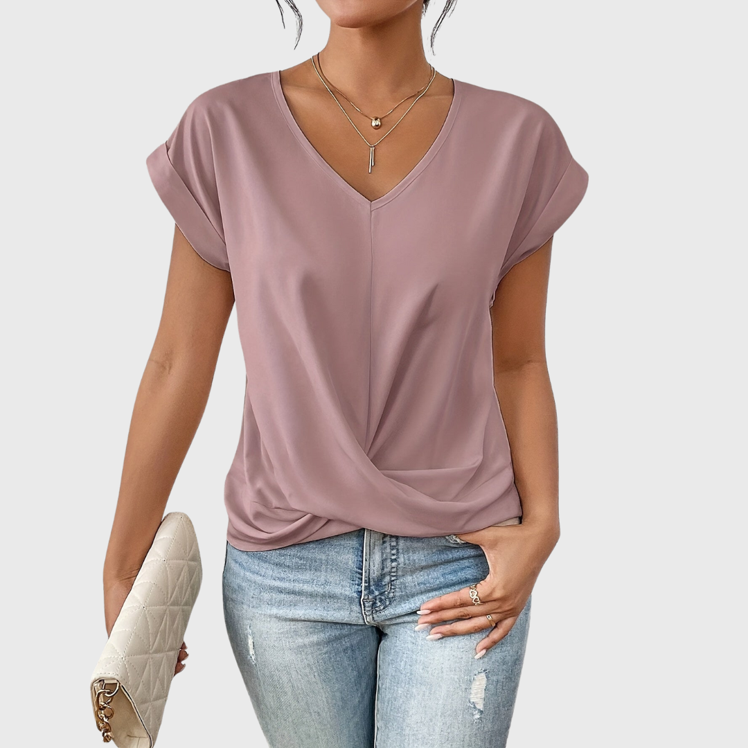Priscilla™ | V-hals Top med Knudedetalje