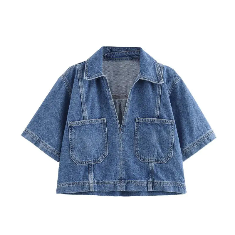 Frederika™ | V-hals Denim Sæt