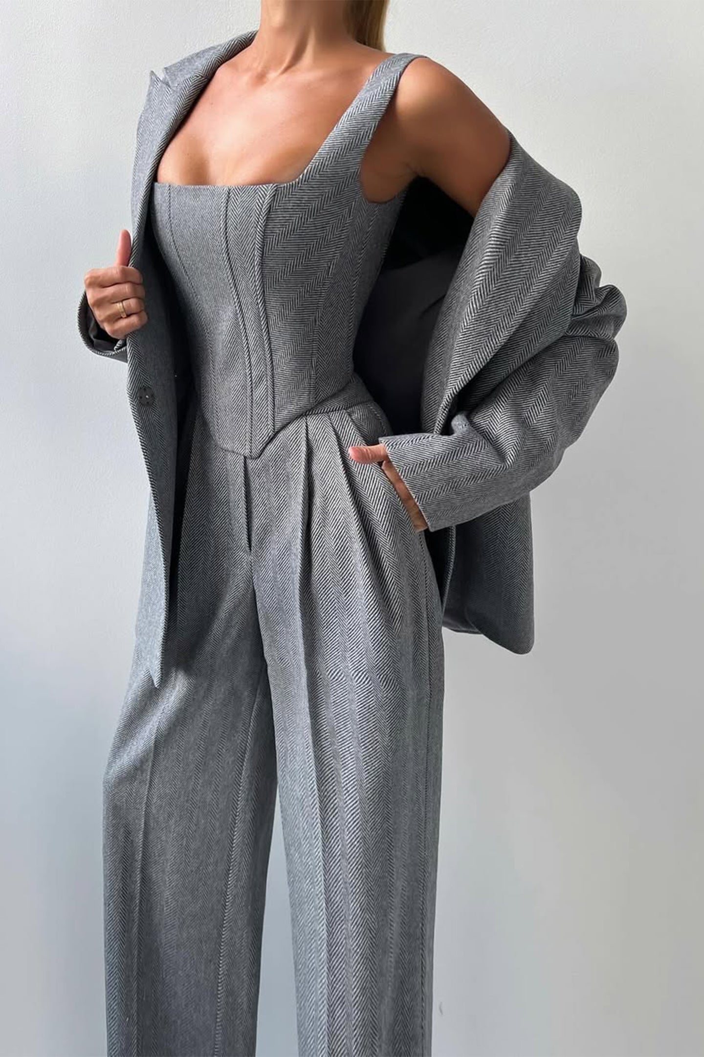 Frederika™ | Tre-delt sæt med dobbeltradet blazer