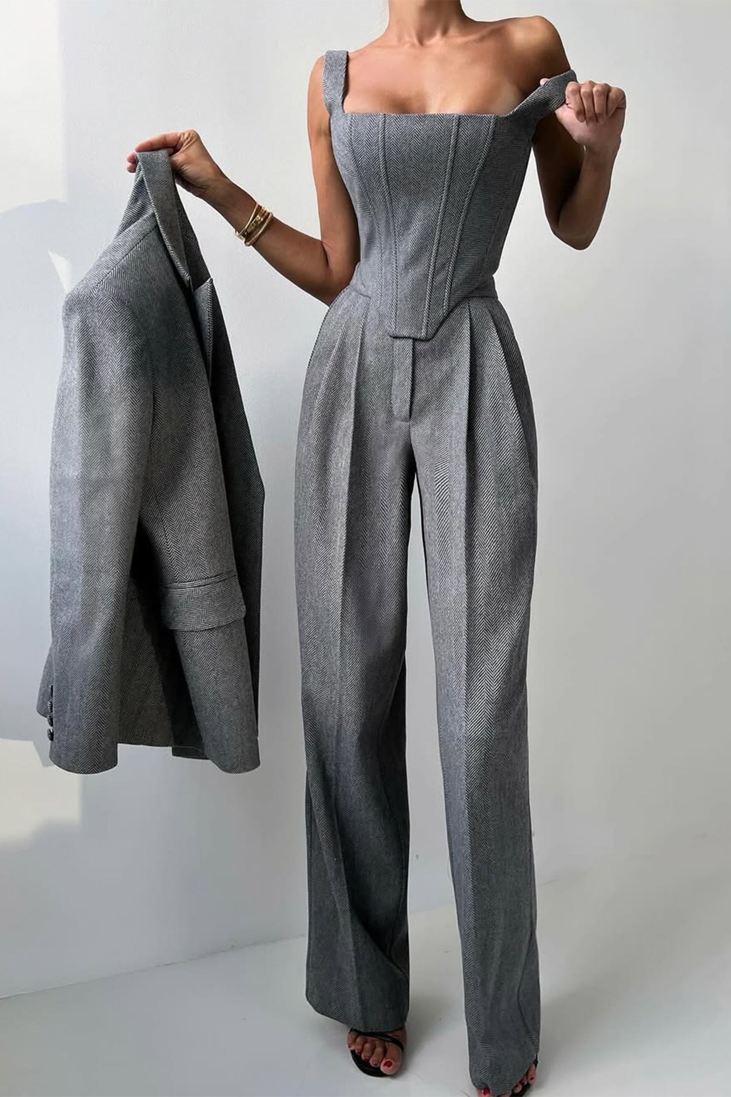 Frederika™ | Tre-delt sæt med dobbeltradet blazer