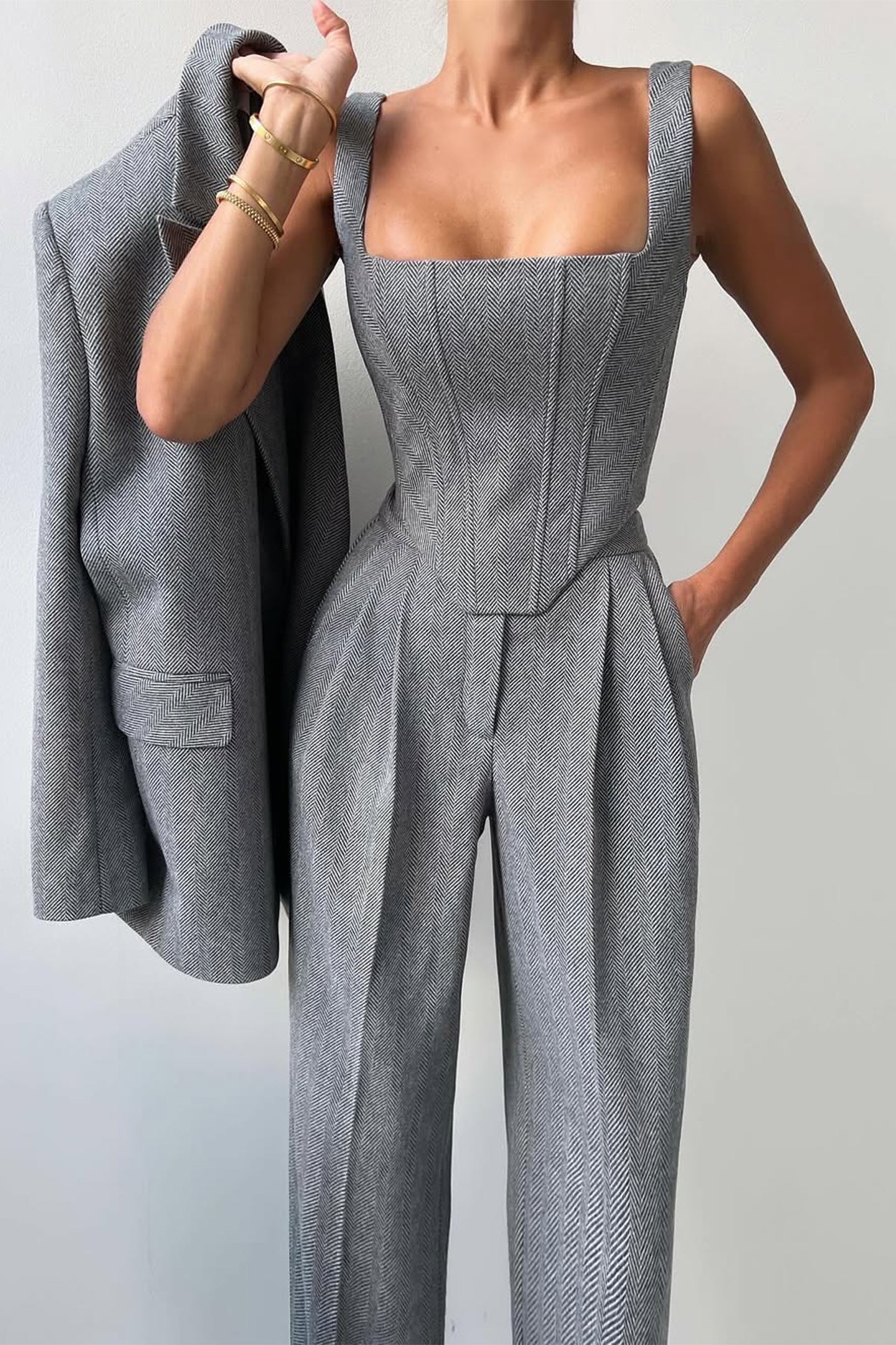 Frederika™ | Tre-delt sæt med dobbeltradet blazer