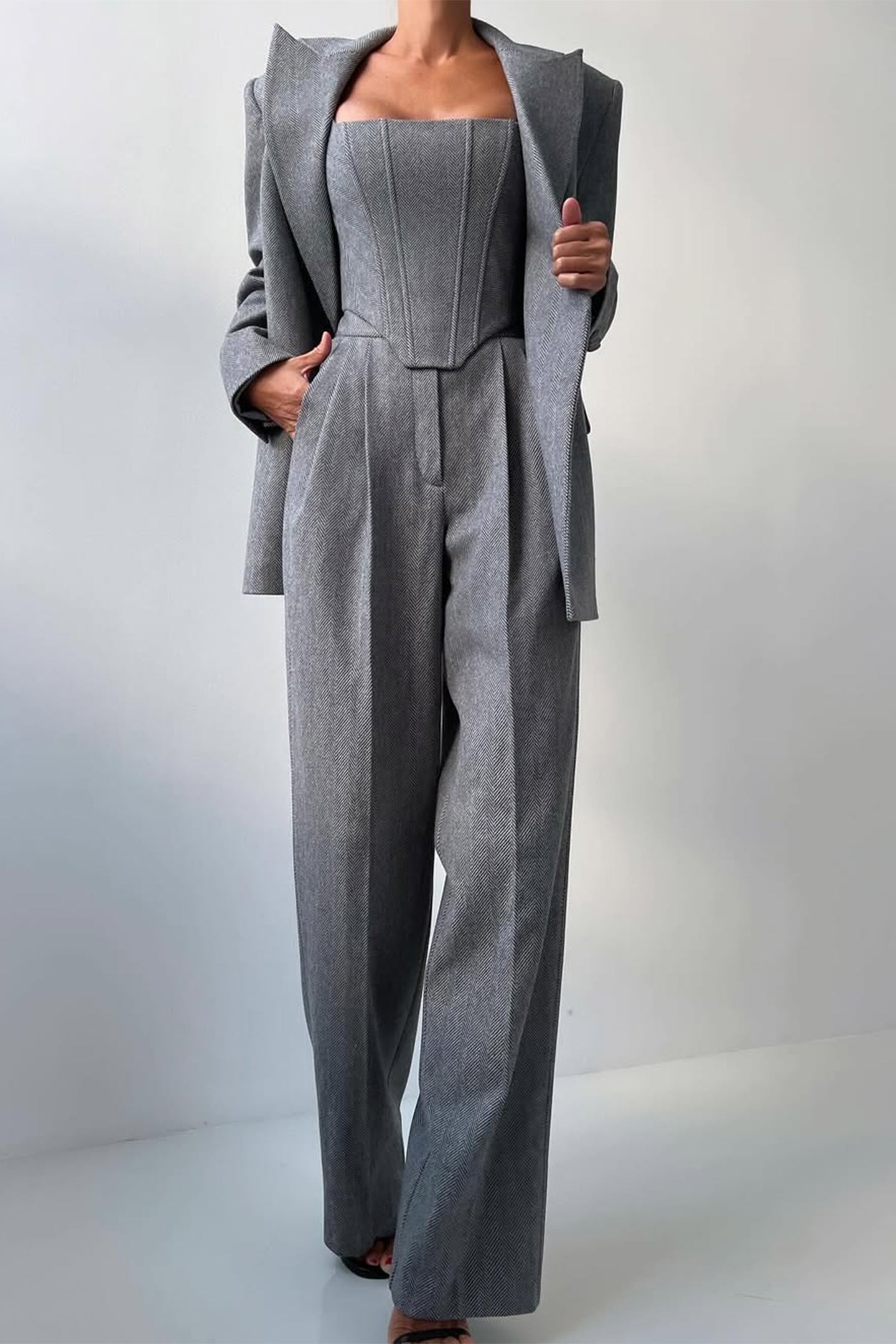 Frederika™ | Tre-delt sæt med dobbeltradet blazer